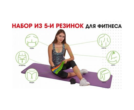 Набор из 5-ти резинок для фитнеса BRADEX нагрузка до 4 SF 0673 – изображение 11