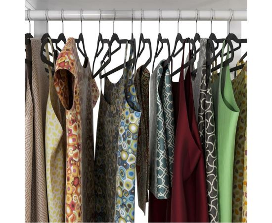 Противоскользящие вельветовые вешалки-плечики HOMSU набор 50 штук, черные HOM-1141 – изображение 11