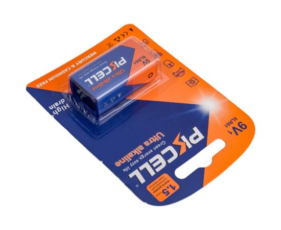 Щелочной/алкалиновый элемент питания PKCELL тип - 9VКрона 1 шт в блистере 6LR61-1B – изображение 3