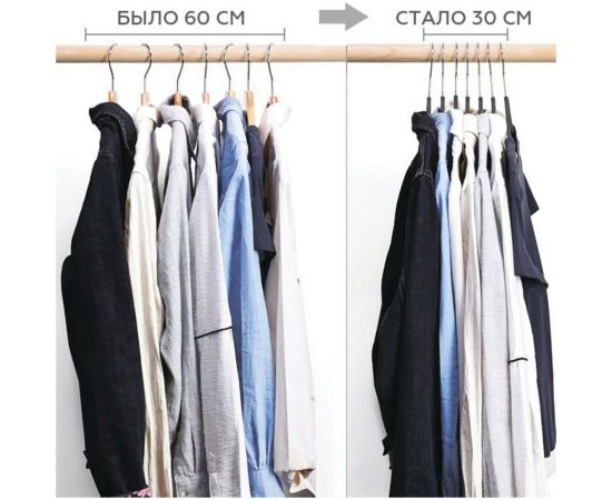 Противоскользящие вельветовые вешалки-плечики HOMSU набор 20 штук, черные HOM-1139 – изображение 7