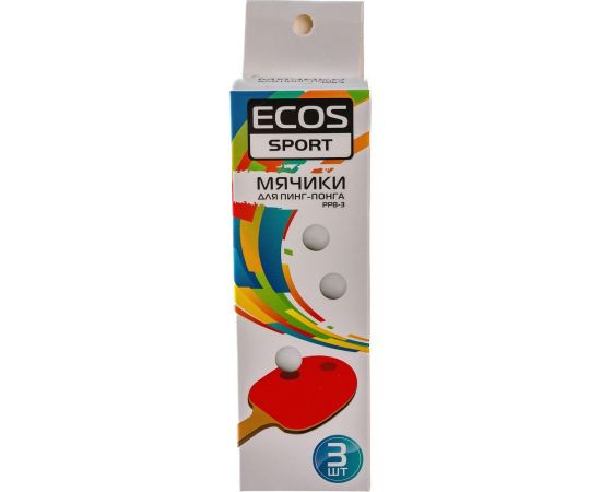 Мячики для пинг-понга Ecos PPB-3 3 шт. 323109 