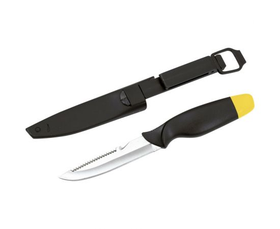 Нож рыбака с ручкой-поплавком Forester MOBILE в пластиковом чехле, на клипсе MT-8 