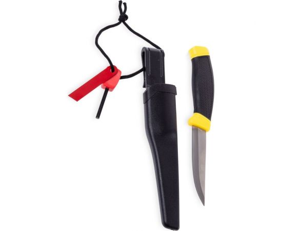 Нож с огнивом для кемпинга, рыбалки, охоты и активного отдыха MOBILE Forester в пластиковом чехле MT-9 