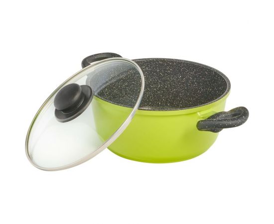 Кастрюля FERCASTI Color 2 л, литой алюминий, со стеклянной крышкой, зелёный F/КС-2-GR 