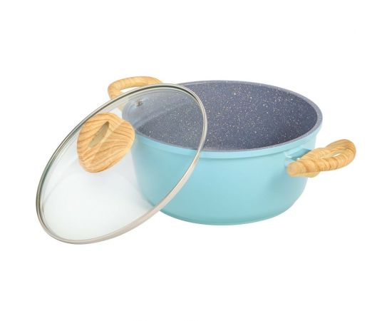Кастрюля FERCASTI Color 4 л, литой алюминий, со стеклянной крышкой, голубой F/КС-4-BL 