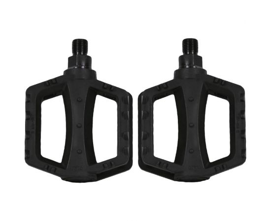 Педали Feimin FP-651, 95х78мм, 1\2, моноблок пластик, стальная ось, 12мм, 300гр, черные H000013481 