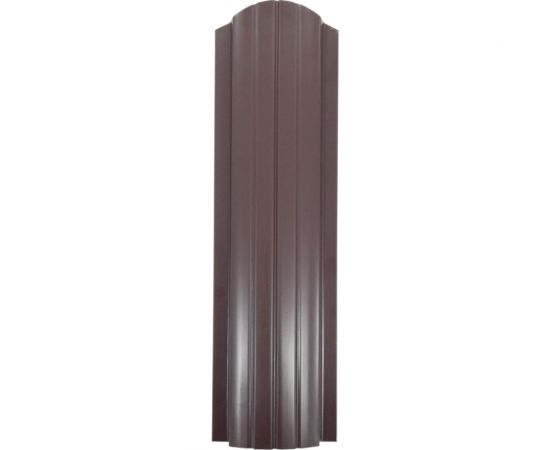 Металлический штакетник Таврос полукруглый, 0.45х105х1800 мм, полиэстер, глянец, RAL 8017 шоколадно-коричневый, двухсторонний 4003158 