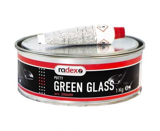 Шпатлевка со стекловолокном с отвердителем Radex GREEN GLASS 1кг (12302) 200609 