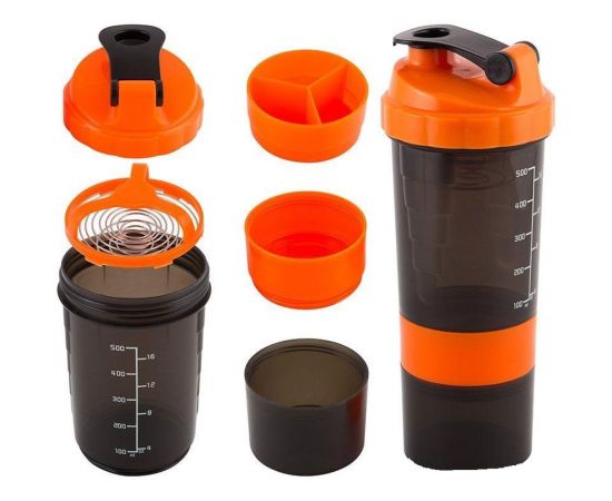 Спортивный шейкер с пружиной Ecos Twister HBS01 750мл, черно-оранжевый 006069 
