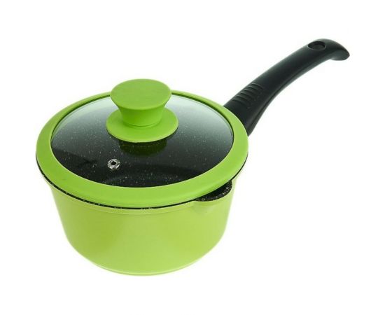 Ковш FERCASTI Color 1,6 л, литой алюминий, со стеклянной крышкой, зелёный F/К-16-GR 