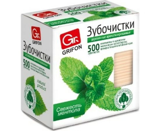 Зубочистки GRIFON из дерева с ментолом, 500 шт 400-513 