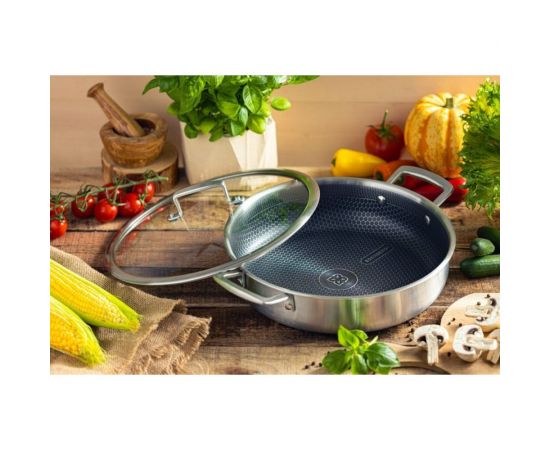 Глубокая сковорода Edenberg с крышкой 24 cм нержавеющая сталь тефлон EB-14921 – изображение 2
