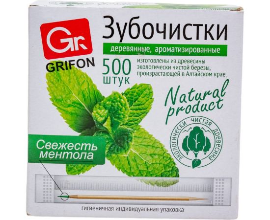 Зубочистки GRIFON из дерева с ментолом, 500 шт 400-513 – изображение 2