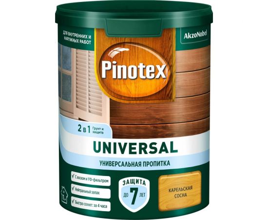 Пропитка 2 в 1 Pinotex UNIVERSAL карельская сосна, 0,9 л 5620703 – изображение 2