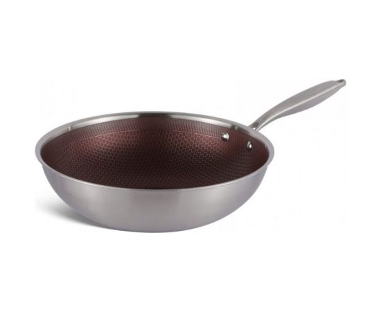 Сковорода-вок Edenberg с крышкой 30 cм нержавеющая сталь тефлон EB-14109 – изображение 2