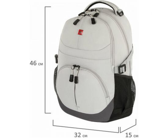 Рюкзак GERMANIUM S-07 уплотненная спинка, облегчённый, светло-серый, 46х32х15 см, 226954 – изображение 25