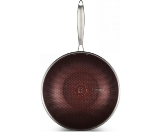 Сковорода-вок Edenberg с крышкой 32 cм нержавеющая сталь тефлон EB-14110 – изображение 3