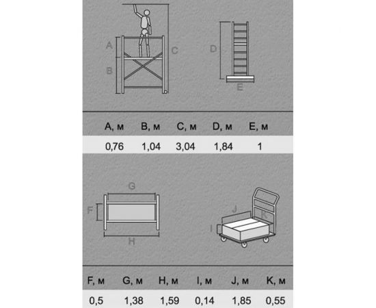 Вышка-тура WORKY 2x7 для внутренних работ, с помостом из фанеры ARD257821 – изображение 3