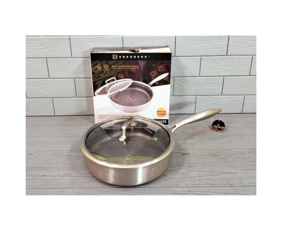 Глубокая сковорода Edenberg с крышкой 26 см нержавеющая сталь тефлон EB-14152 – изображение 5