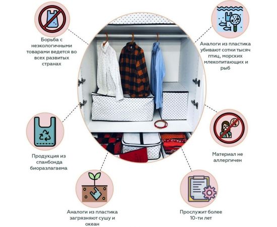 Чехол для одеял, подушек и постельного белья HOMSU Eco White 60х40х30 см HOM-1236 – изображение 5