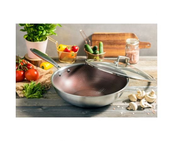 Сковорода-вок Edenberg с крышкой 32 cм нержавеющая сталь тефлон EB-14110 – изображение 8