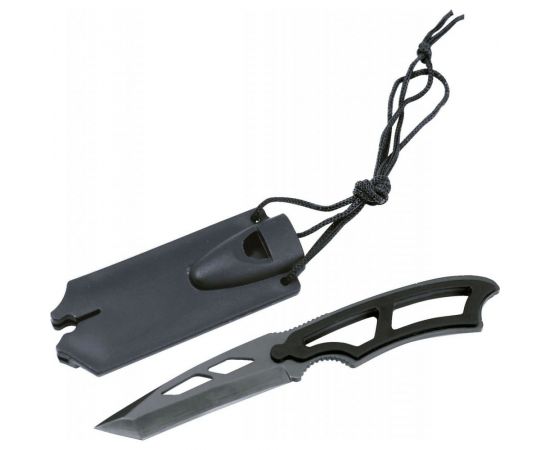 Ультралегкий нож с титановым покрытием в пластиковом футляре со свистком, на шнурке Forester MOBILE OEC-6 