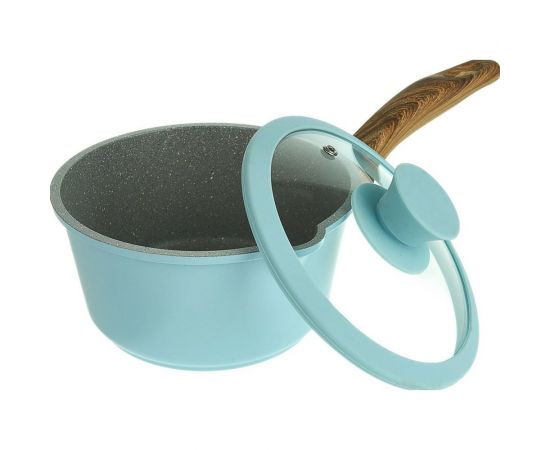 Ковш FERCASTI Color 1,6 л, литой алюминий, со стеклянной крышкой, голубой F/КВ-1-BL 