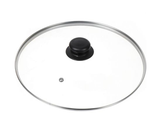 Крышка для посуды DANIKS стекло, 28 см, металлический обод, кнопка бакелит, черный, д4128ч 430305 