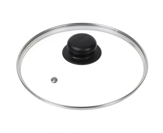 Крышка для посуды DANIKS стекло, 20 см, металлический обод, кнопка бакелит, черный, д4120ч 430301 