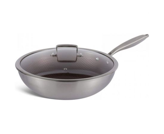 Сковорода-вок Edenberg с крышкой 28 cм нержавеющая сталь тефлон EB-14108 