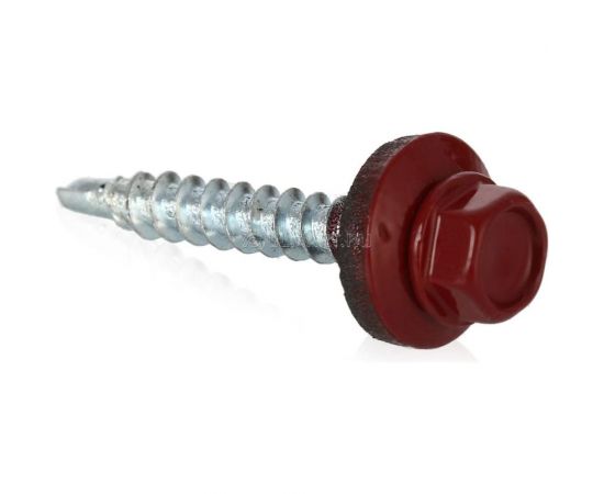 Кровельный саморез Tech-Krep КР сверло 4,8х35 RAL-3011 тёмно-красный 60 шт, коробка с окном 112032 