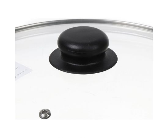 Крышка для посуды DANIKS стекло, 28 см, металлический обод, кнопка бакелит, черный, д4128ч 430305 – изображение 2