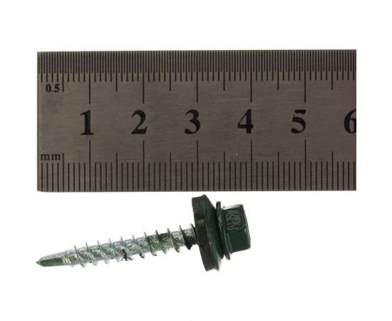 Кровельный саморез Качественный КРЕПЕЖ зеленый мох 4,8\35 RAL 6005 50 шт 0200105 КЧ – изображение 2
