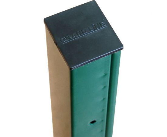 Столб Grand Line 62x55x2065 мм, на треугольном фланце, зеленый RAL 6005, 4 отверстия 2.03 190944 – изображение 2