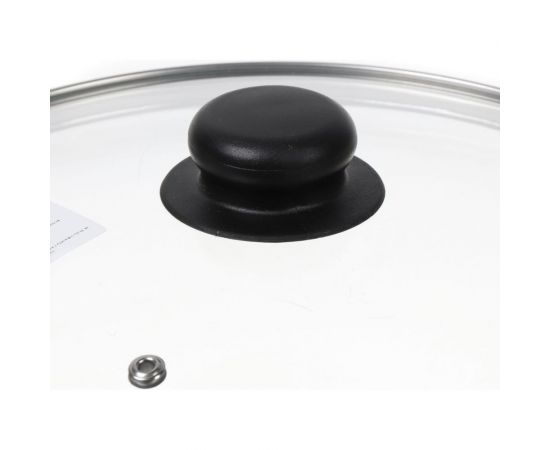 Крышка для посуды DANIKS стекло, 20 см, металлический обод, кнопка бакелит, черный, д4120ч 430301 – изображение 2