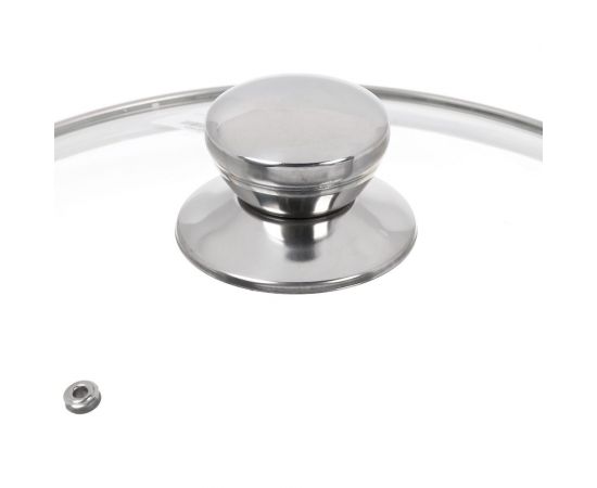 Крышка для посуды DANIKS стекло, 28 см, металлический обод, кнопка нержавеющая сталь, д5728 430310 – изображение 2