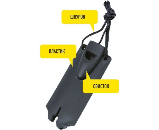 Ультралегкий нож с титановым покрытием в пластиковом футляре со свистком, на шнурке Forester MOBILE OEC-6 – изображение 3