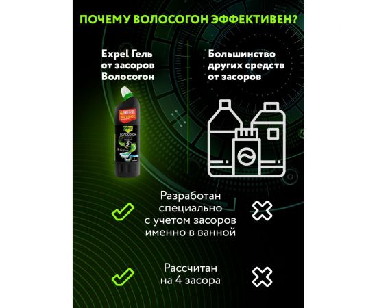 Гель для устранения засоров Expel Волосогон 1000 мл TS0003 – изображение 3