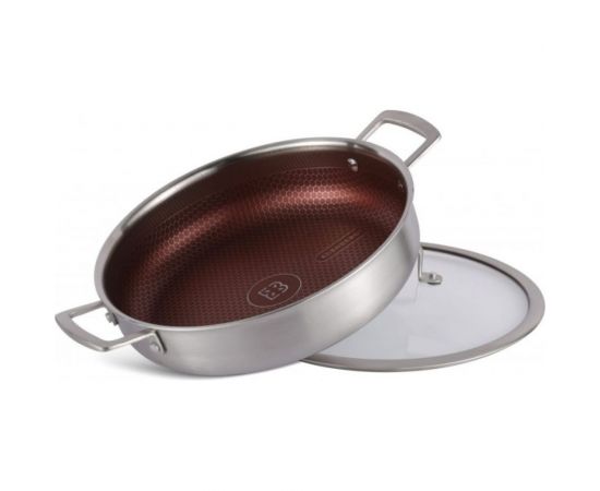 Глубокая сковорода Edenberg с крышкой 28 cм нержавеющая сталь тефлон EB-14924 – изображение 3