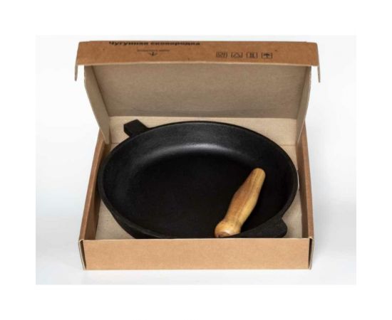 Чугунная сковорода Davr Metall 26 см, высота 4 см, со съемной ручкой сковорода(260х40) – изображение 4