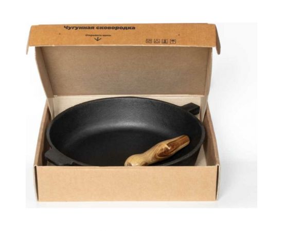 Чугунная сковорода Davr Metall 28 см, высота 6 см, со съемной ручкой сковорода(280х60) – изображение 4