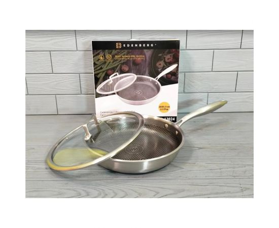 Сковорода Edenberg с крышкой 26 см нержавеющая сталь, тефлон EB-13024 – изображение 5