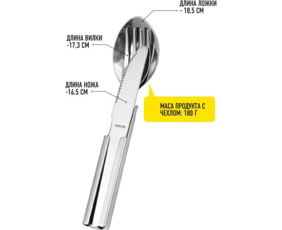 Набор Forester MOBILE ложка, вилка, нож, открывалка (16-18 см), в чехле, из нержавеющей стали MC-7 – изображение 5