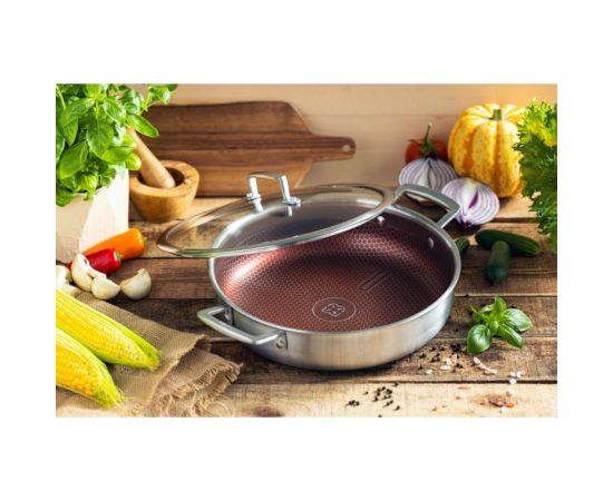 Глубокая сковорода Edenberg с крышкой 24 cм нержавеющая сталь тефлон EB-14923 – изображение 6