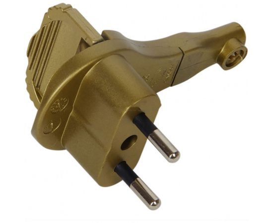 Плоская угловая вилка Electraline 6А золотая 55058 