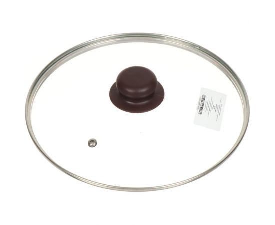 Крышка для посуды DANIKS стекло, 24 см, коричневый, металлический обод, кнопка бакелит, д4124k 427612 