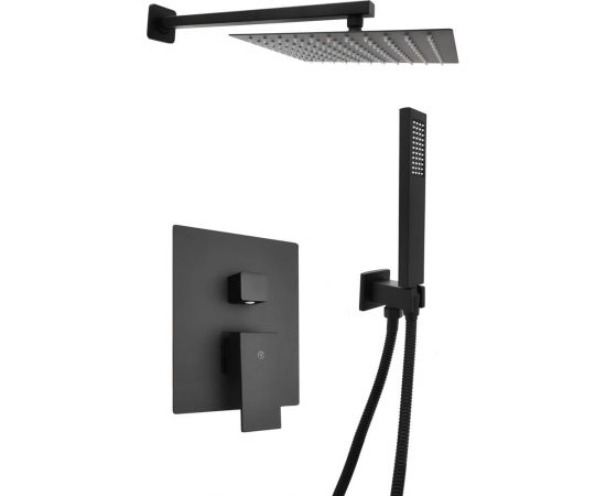 Встраиваемый смеситель для душа SANTREK AQUA-1052 (SAP-1052) квадратная лейка, черный (тропическая лейка 25x25 см) 312279 