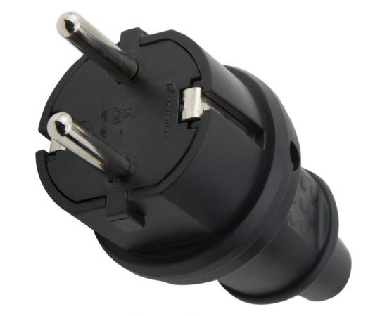 Вилка прямая, черная, 10/16A Electraline 55028 