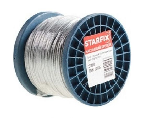 Стальной трос STARFIX в ПВХ, SWR М6, PVC М8, DIN 3055, бухта 100 м SMP-53748-100 