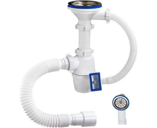 Бутылочный сифон ORIO 3 1/2x40, с переливом универсальный перелив, гибкой трубой 40-40/50 А-45079 